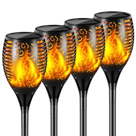 Quiltered Solar Lights Outdoor 99 LED Higher & Larger Flickering Flame Solar Torch Lights 43" Waterproof Solar Powered Pathway Lights Christmas Decorations for Garden Patio Yard, 4 Pack