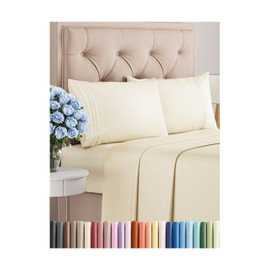 CGK Unlimited Cal King Size 4 Piece Sheet Set - Comfy Breathable & Cooling Bed Sheets Set - Hotel Luxury Bedding for Women, Men, Kids & Teens - Deep Pockets, Easy-Fit, Soft and Wrinkle Free - Oeko-Tex - Off White