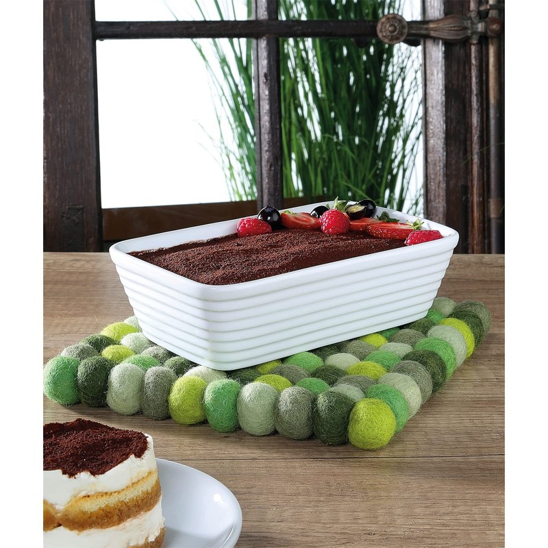 Cilio Lana TRIVET Green Wool Square Drink Coaster