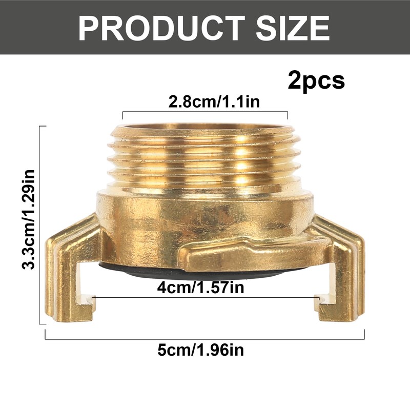 Brass Quick Couplings, Pack of 2 1 Inch Hose Connection,