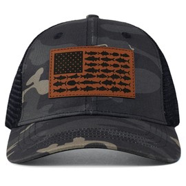 American Fish Flag Trucker Hats - Fishing Gifts for Men - Outdoor Snapback Fishing Hats Perfect for Camping and Daily Use