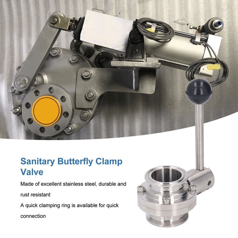 Sanitary Butterfly Clamp Valve with Silicone Washer Stainless Steel Clamp