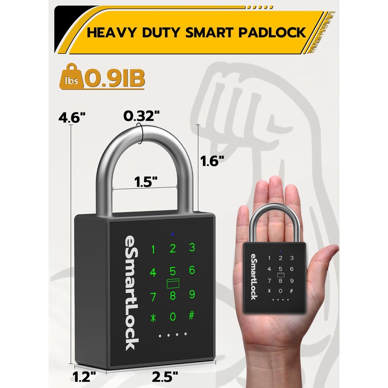 Pothunder Heavy Duty Smart Padlock, Gate Lock Padlock with Key
