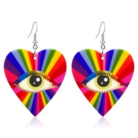 RofYof Heart Earrings Evil Eye Drop Earrings Rainbow Earrings for Women Statement Jewelry Gifts (colours)