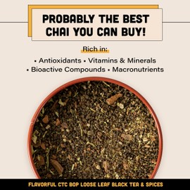 Karak Chai Tea - CTC BOP Loose Leaf Tea with Cinnamon & Cardamom - 125g Creamy & Indulgent Indian Chai Tea & Chai Spice Mix - Chai in 5 Minutes, Tea in 3 Minutes - Kadak Chai by Chai Guys, 16 Cups