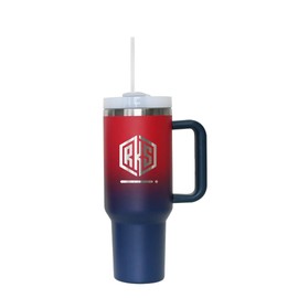 RKS! Sleek 40 oz Vacuum-Insulated Tumbler with Handle and Straw Lid – Leakproof Durable Stainless Steel Travel Mug for Hot & Cold Drinks (Gradient Red and Blue)