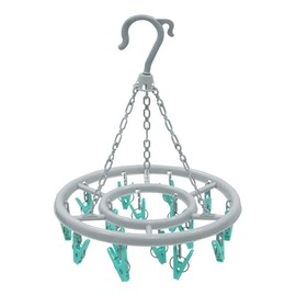 JVL Round Sock Dryer Complete with 16-Piece Clothes Pegs, Aqua, Grey, White, One Size, 19-292