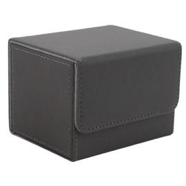 Card Deck Box Magnetic Flap Lid Large Capacity PU Leather Card Storage Case for Game Cards Tarot Cards Grey
