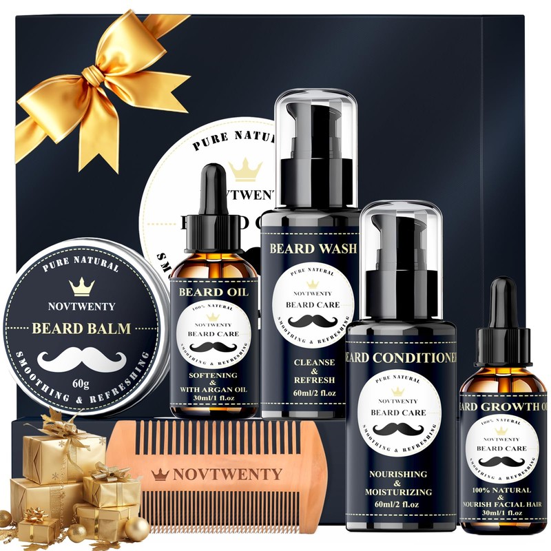 Beard Growth Kit - 7 Pcs Beard Care Kit for