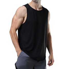 meioro Men's Workout Tank Top Mesh Sleeveless Gym Muscle T Shirts Quick Dry Bodybuilding Shirt Summer Athletic Tank Tops Black