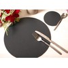 Set of 4 Charcoal Elementary Round Leatherboard Placemats and 4