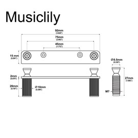 Musiclily Guitar Double Locking Tremolo Bridge Bracket and M7 Stud Set for Floyd Rose Style Electric Guitar, Black