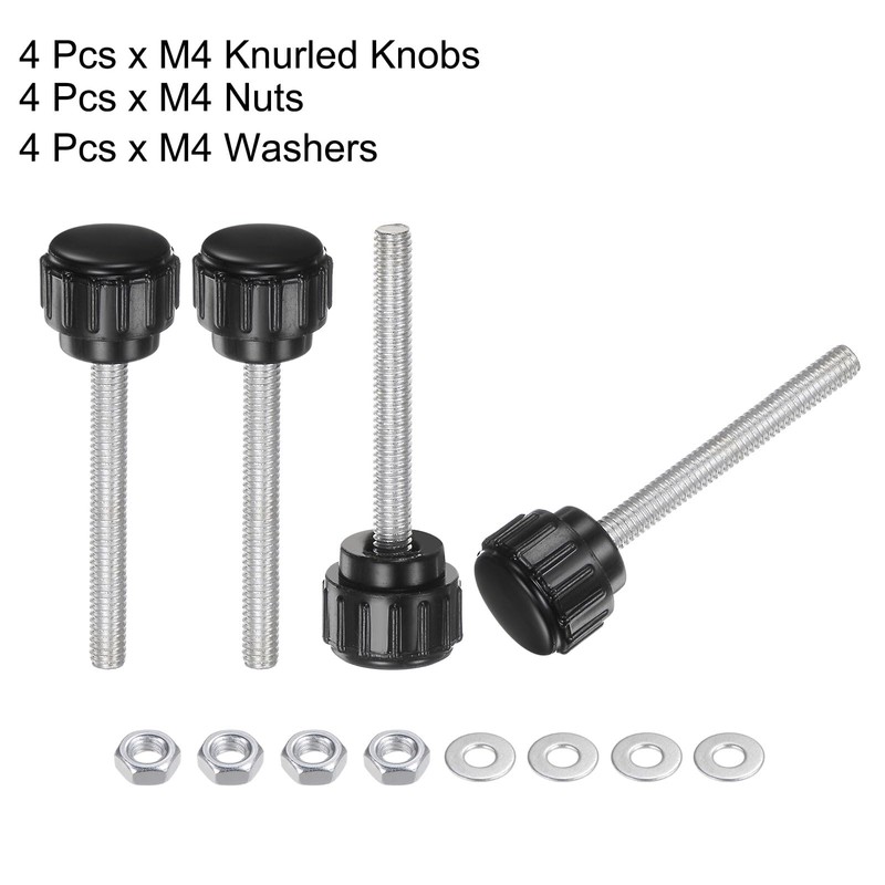 QUARKZMAN Set of 4 M4 x 40 mm Thread Knurled