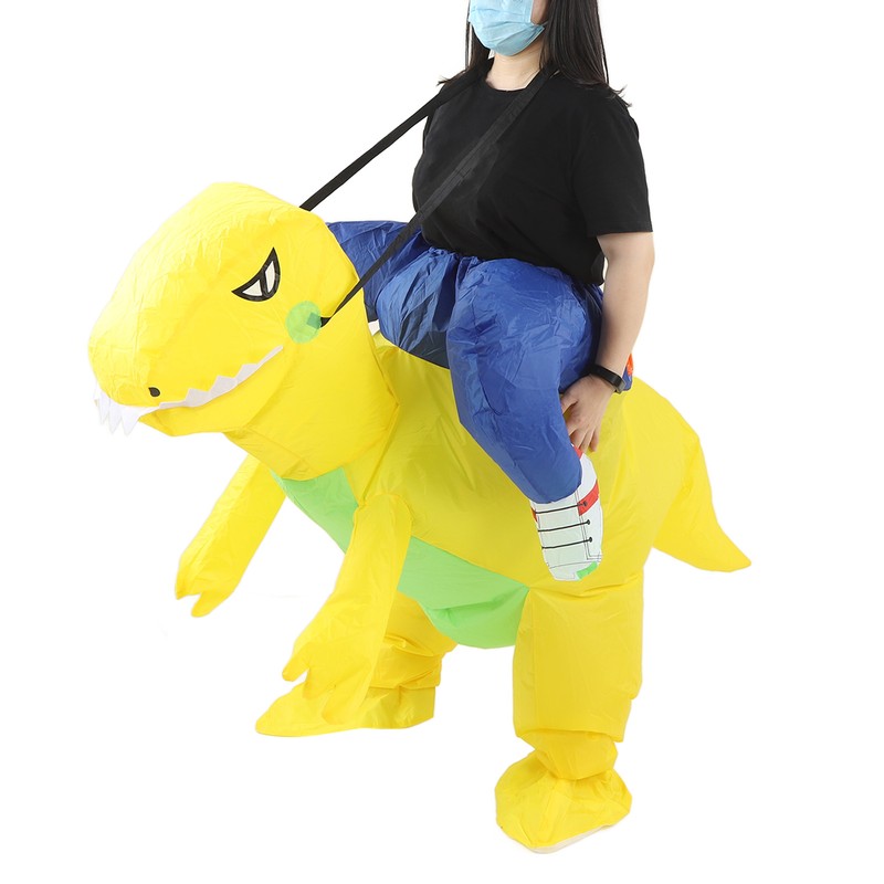 Yellow Dinosaur Inflatable Costume Half Body Model Weird Dinosaur Shape