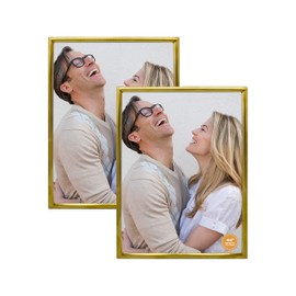 DECANIT 4x6 Picture Frame Metal,Thin Profile Photo Frame 4 by 6 Inch, Display for Wall Mounting or Tabletop Pack of 2,Gold