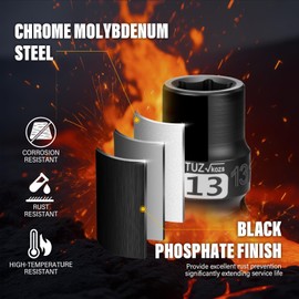 TUZkozs 1/2 Inch Drive 13mm Shalllow Metric 6 Point CR-MO Impact Socket