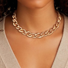 LILIE&WHITE Gold Necklaces For Women Fashion Chunky Chain Chic Link Choker Necklace Adjustable Toggle Necklace Design Trendy Gold Necklace Jewelry Gift