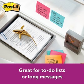 Post it (R) Super Sticky Notes, 4 in. x 4 in, Miami Lined Pads, Pack of 6