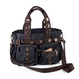 SAGEFINDS Steampunk Key Canvas Handbag | Crossbody Shoulder Purse for Women | Messenger Bag with Top Handles | Adjustable and Detachable Body Strap | Hobo with Multi Pockets | 14” x 10”