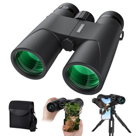 12x42 HD Binoculars for Bird Watching - Deesoo Easy Focus Waterproof Binocular with Phone Adapter and Tripod, Clear Low Light Vision Binoculars for Adults High Powered Hunting Travel Concert