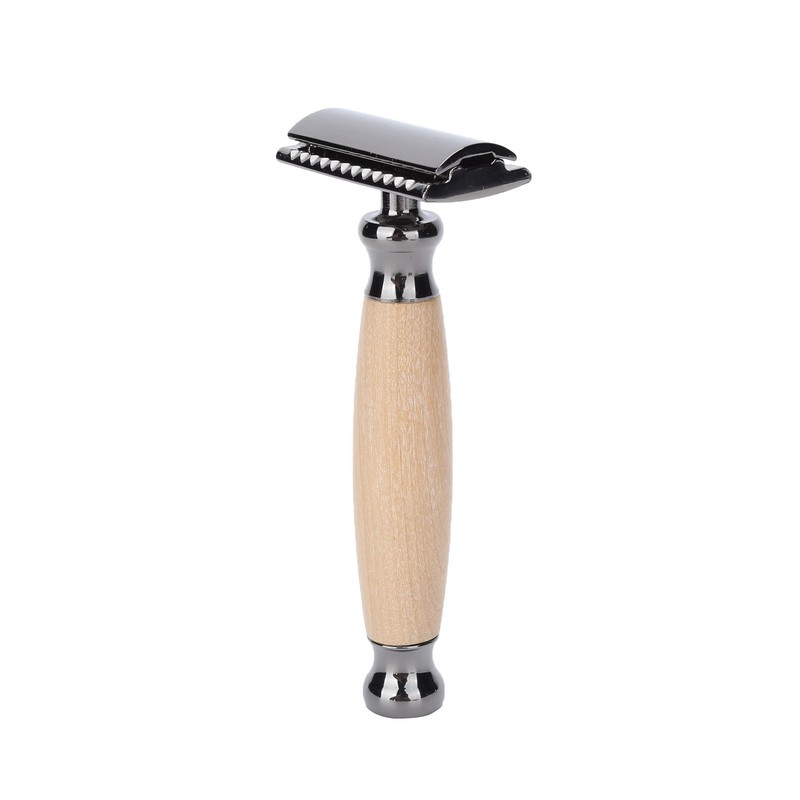Men Shaving Razor with Wood Handle Portable Double Edge Razor