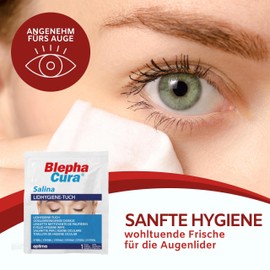 BlephaCura Salina 20 x Cloths for Eye Cleaning and Lid Hygiene, 100% Viscose, Lidhygiene Wipes, Sterile Moisturised Disposable Wipes, Eye Cleaning Pads for Eye Care