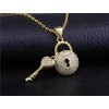 ZARD Lock Heart Key Charm Pendant Necklace With CZ Accent