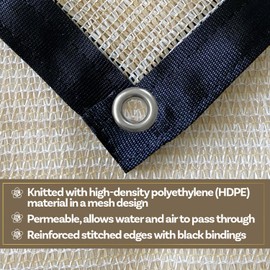 HDPE 50% Sun Block Plant Shade - Garden Shade Cloth Netting Mesh - Beige (3' x 4')