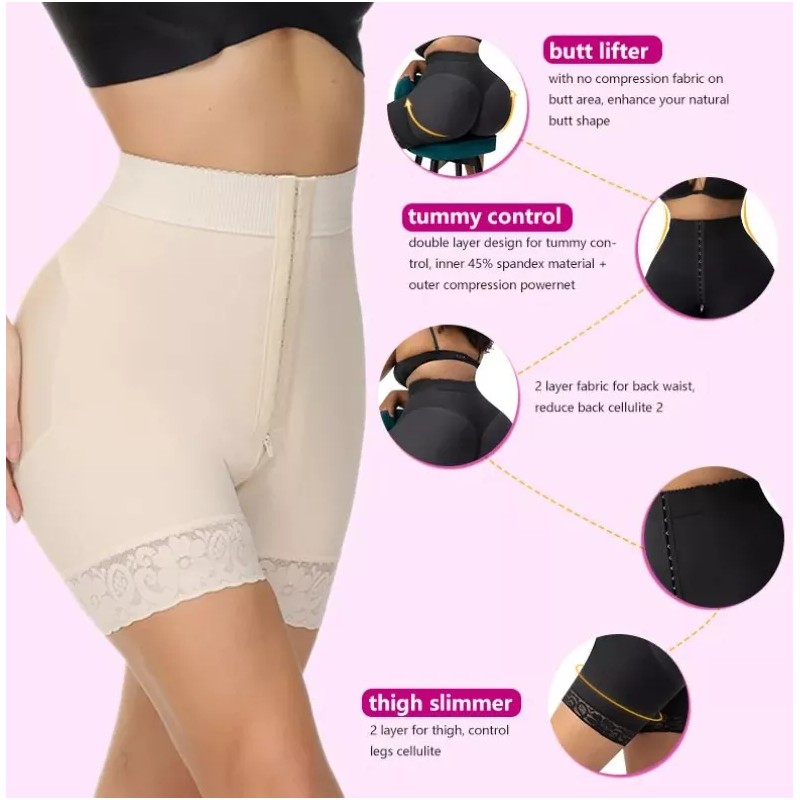 KH Faja Short Levanta Glúteos Moldeadora Broches Cierre Figura