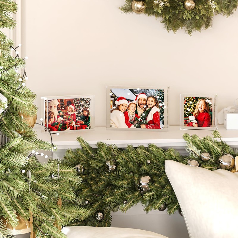 Egofine 5x5 Acrylic Frame,20mm Thicker Frameless Clear Picture Frames, Double