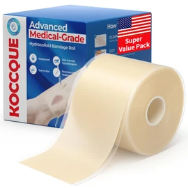 Hydrocolloid Bandages Roll for Wound Care: Medical Grade Tape Patch with Self-Adhesive - Cut-to-Size Waterproof Ultra Absorbent Dressing for Blisters Acne Burns for Feet Finger Heel Face(2in x 16ft)