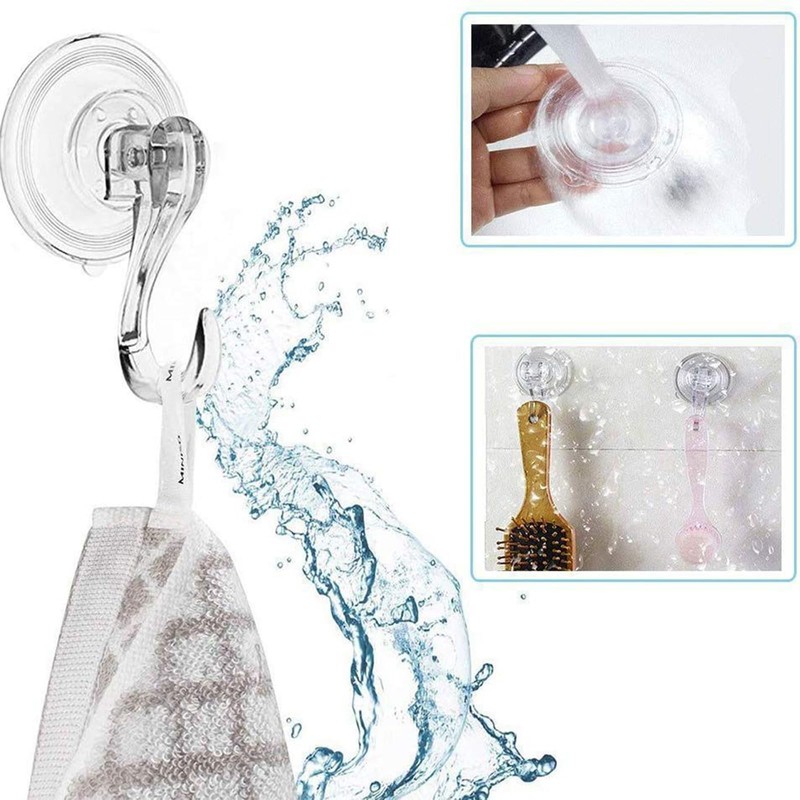 Suction Hooks 4 Packs, Powerful Push and Lock Vacuum Multi-Purpose