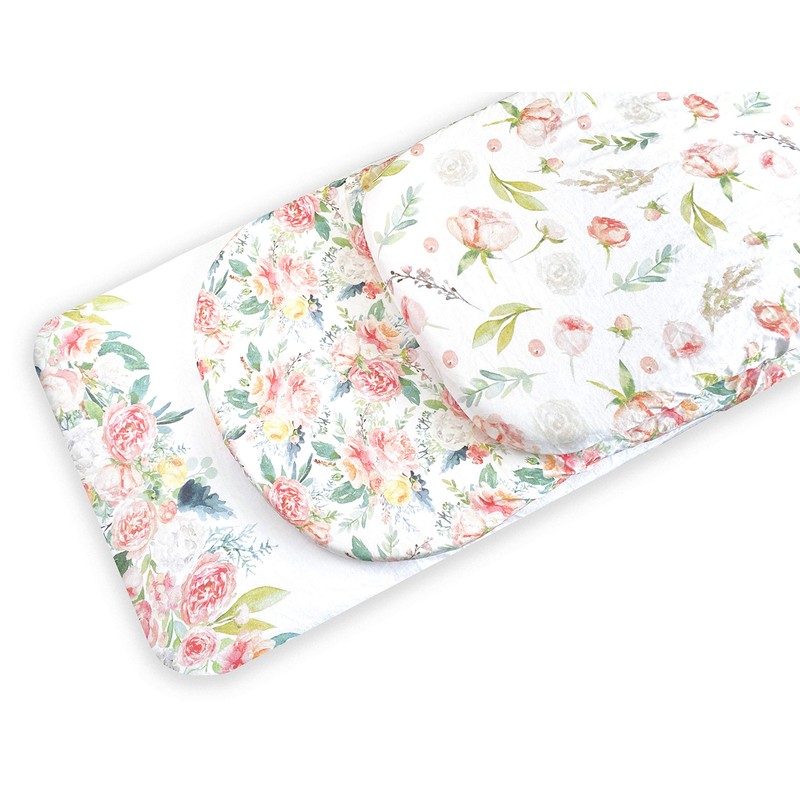 NODNAL CO. 3 Fitted Bassinet Sheets Set for Baby Girl