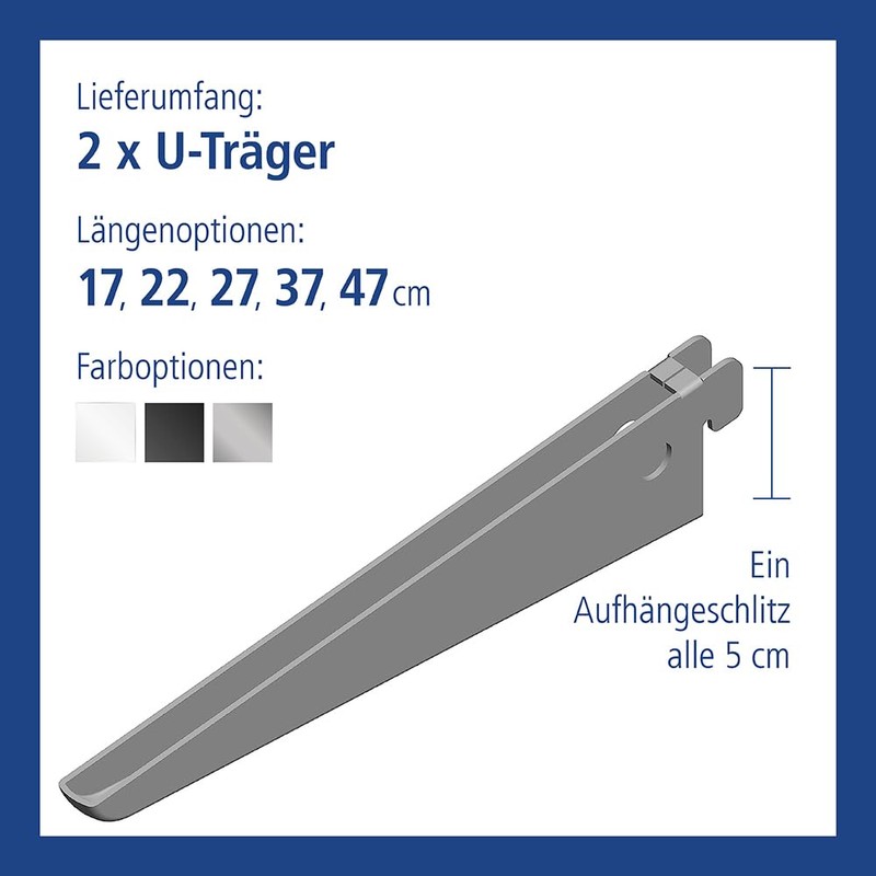 Element System Shelf Brackets, 2-row U Profile, Set of 2,