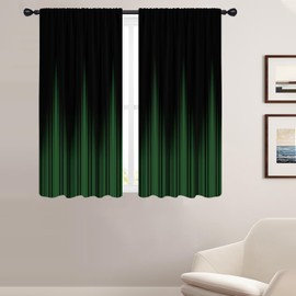 Coxila - Cortinas de ventana para recámara, color negro y verde, 42 x 63 pulgadas, bolsillo para barra. Color degradado oscuro, gótico, gótico, para hombre, juego de anime, minimalista, moderno, Art