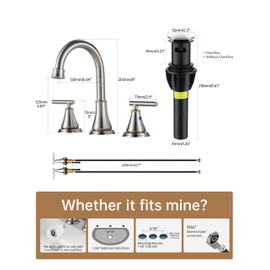 Fransiton 8 Inch Widespread Bathroom Sink Faucet 3 Hole, Brushed Nickel Bathroom Faucet with Metal Pop-Up Drain Assembly, Bathroom Vanity Faucet, 2 Handle for Sink