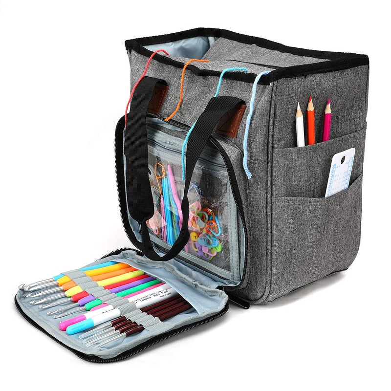 Looen Multifunctional Knitting Organizer, Yarn Tote Project Bags Organizer for