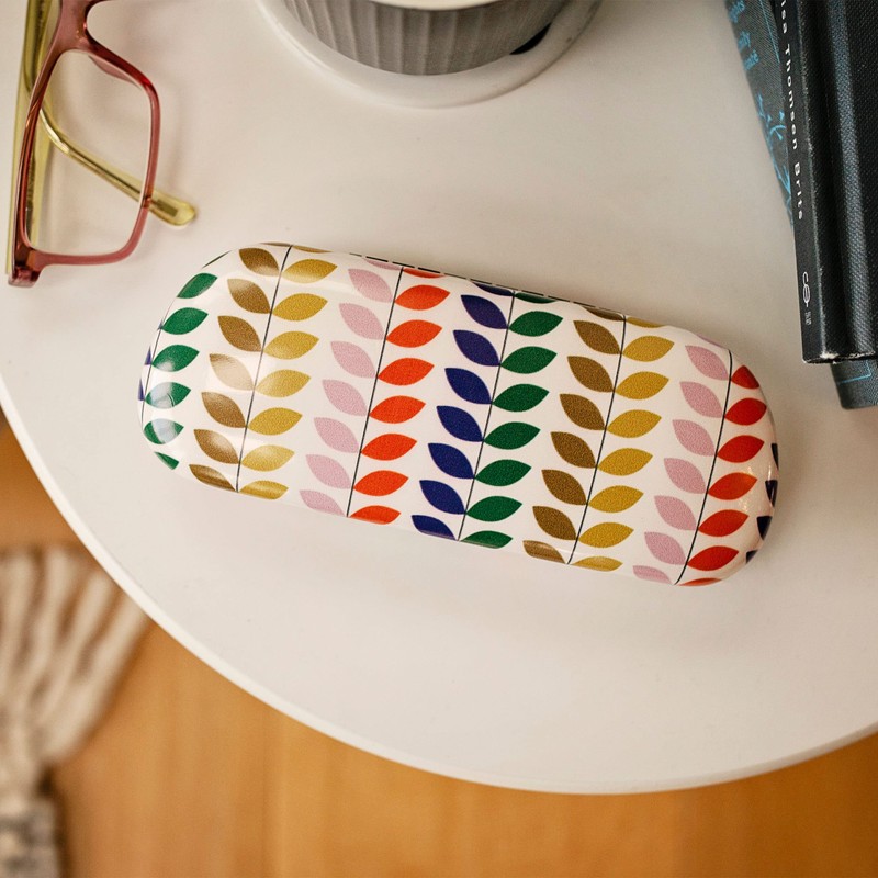 LAGO TERRA Geometric Leaf Print Hard Shell Glasses Case -