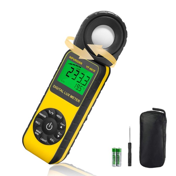 INFURIDER YF-881E Digital Illuminance Meter, Luminous Meter, Portable Light Meter,