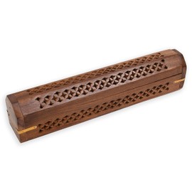 2 Pack - Incense Stick Holder - Coffin Style - Wood Incense Stick Burner - Handcarved (Natural)