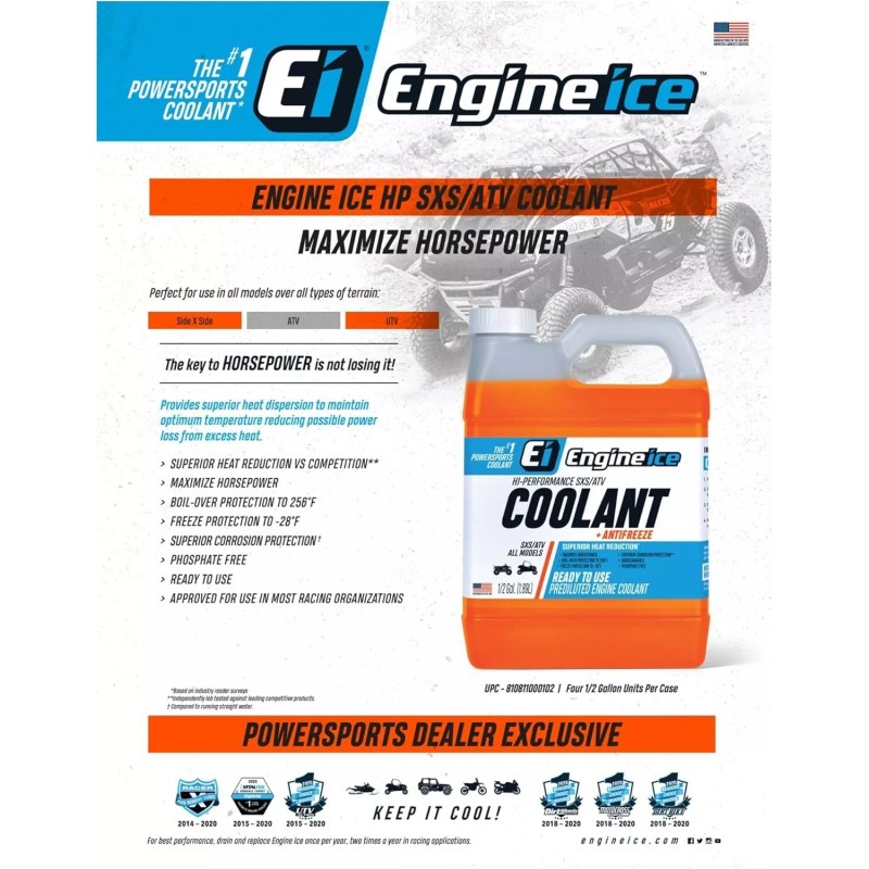 ENGINE ICE HI-PERFORMANCE SXS/ATV COOLANT + ANTIFREEZE 1/2 GAL- 2