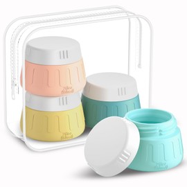 Gemice 2 oz Travel Containers for Toiletries, 4-Pack TSA Approved Travel Size Toiletries Containers for On-the-Go, Small Leak-Proof Travel Essentials Silicone Jar for Shampoo, Lotions, Cleanser