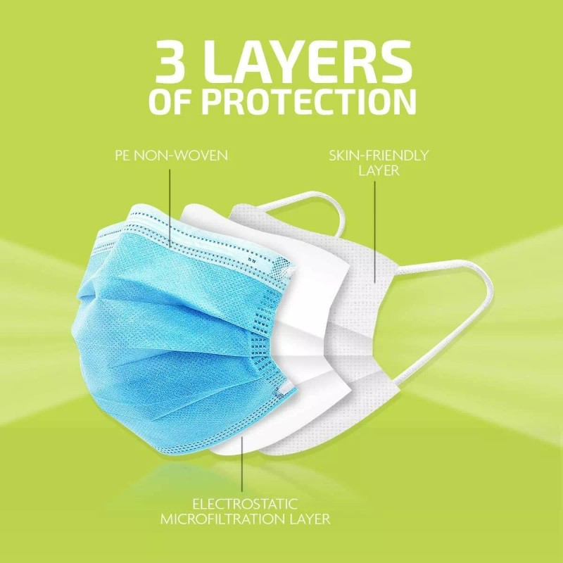 Nifola 50pcs Disposable Ear loop Nose Clip Face Mask Blue