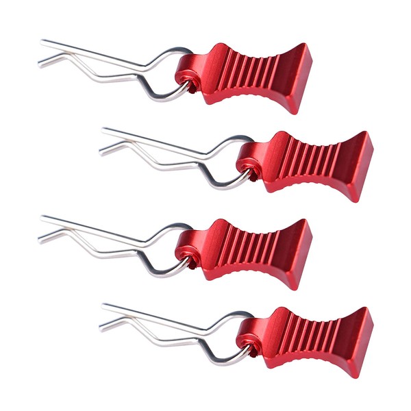 AIMROCK RC Body Clips R Pins 30-Degree Angle RC Clips with Pull Tabs for 1/10 1/12 Traxxas Arrma Axial Losi HPI RC Car Crawler Truck Buggy (Red)