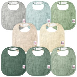 bearmoss Baby Muslin Bibs for Babies, 100% Cotton Square Neckerchief, Baby Adjustable Baby Bibs, Soft Drool Bibs for Boys and Girls, Pack of 8, moonlight in the forest