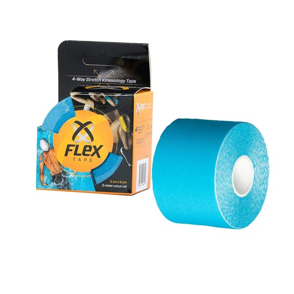 XFlex K Tape Waterproof Uncut Roll – Physio Tape 4 Way Stretch – Kinesiology Tape Pro 2 inch x 16 ft (Blue)
