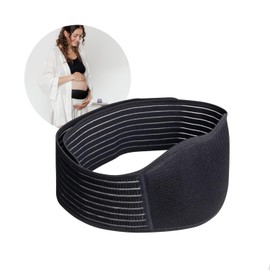 reer Pregnancy Belt, Belly Belt Pregnancy to Support Baby Belly and Back, Extra Long Support Belt with Fastening, Breathable, Soft, Dermatest Tested, Black