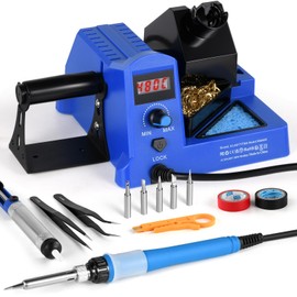 KLARYTYMA 100W Digital Display Soldering Station Kit - 356℉~896℉ Wide Temp Range, Fast Heating & Precision Temp Control, Auto Sleep, 5 Tips, Tweezers & Desoldering Pump for Pros & Beginners