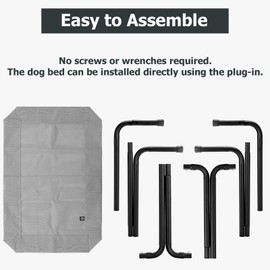 PVY Elevated Dog Bed for Outdoor, XXL Raised Dog Cot Indestructible with Washable Mesh, Cooling Summer Pet Cot Chew Proof for Outside Camping Travel, 51 inch Grey