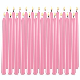 10 inch Cone-Shaped Candle, Set of 24 Smoke-Free, drip Free Wax, Long Burning, Used for Home Decoration, Churches, Celebrations, Parties (Pink)